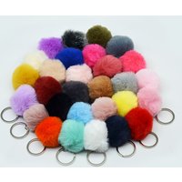 New Arrival DIY 5cm1.9inch Silver Cute Puffy Plush Fluffy Fur Balls Customizable Round Pom Pom Keychain for Pencil Bag Car Key