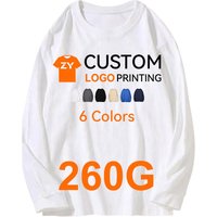 ZYtshirt 260g Wholesale Customized Heavy Cotton t Shirt Custom logo Printed Tee Oversized Long Sleeve Tshirt