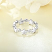 Elegant Women's Jewelry Minimalist Star Design 925 Sterling Silver Star Shaped Zirconia Adjustable Ring