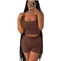 2024 Hot Selling 2 Pieces Set Women Ribbed Knitted Lounge Wear Wholesale Loungewear Women Spandex Clothing Biker Shorts Suits