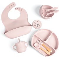 Eversoul Custom Silicone Products 9-Pack C Silicone Divided Dishes Skid-Resistant Kids Dining Baby Products Set for Feeding
