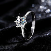 S925 Sterling Silver Classic Six Prongs Vvs D Color 1CT Moissanite Ring Wedding Engagement Ring for Women