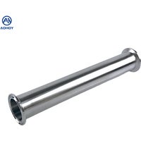 Aohoy 2"-12" Sanitary Jacket Spool Tube 304 316l Stainless Steel Seamless Round with Clamp Ends Polished Surface
