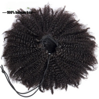 Ready to Ship 4B 4C Peruvian Virgin Human Hair Afro Kinky Curly HD Lace Ponytail Double Weft Straight Wave Styles 1B Color