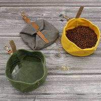 Waterproof Waxed Canvas Collapsible Dog Bowl Canvas cat Food Feeder Foldable Travel Dog Bowl for Pet Outdoor