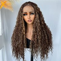 X-TRESS Kinky Curly 13x6 Glueless HD Lace Front Wigs Pre Plucked Synthetic Lace Front Wigs Highlight Free Part Lace Front Wig