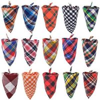 Pet Washable Triangle Plaid Pet Bandanas Adjustable Custom Dog Scarf Bandana