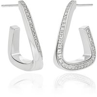 Wholesale Twisted U Huggie Earrings Pave Cubic Zircon S925 Sterling Silver Twisted Geometric Trapezoidal Earring