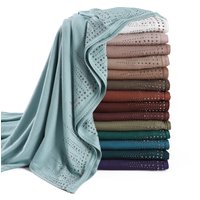 Trendy Islamic Headwear Elegant Modest Wear Premium Rhinestone Shawl Sparkling Stone Scarf Chic Cotton Jersey Diamond Hijab