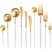 Custom Logo Luxury Gold Flatware Wedding Antique Portugal Stainless Steel Cutlery Set