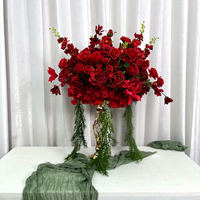 Wedding Table Centerpiece Artificial Flower Decoration Red Rose Mixed Plant Flower Ball