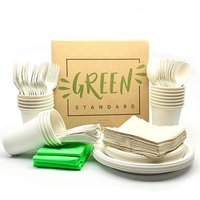 Eco Party Set 130 piece serves 16 biodegradable cutlery compostable plates eco friendly dinnerware set