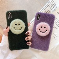 Korean Fashion Horsehair Furry for iPhone Case X Xs Max Soft Fabric Custom Mobile Phone Covers 7 8 6s Plus Winter Cloth Fundas