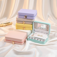 Large Capacity Double Zipper PU Leather Jewelry Box Simple Luxury Rectangle Jewelry Case for Earrings Necklaces