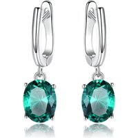 Wholesale 925 Sterling Silver Emerald Gemstone Clip on Huggie Earrings Cz Diamond Earrings Women Jewelry