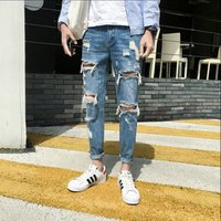 Designer Ripped Hole Slim Fit Denim Jeans