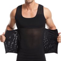 Hot Sale Mesh Breathable Shaperwear Body Slimming Tank Top Shaper Compression Shirt Tummy Control Vest With Hooks for Men