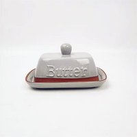 KitchenCraft Living Nostalgia Vintage-Style Ceramic Terracotta Antique Butter Dish with Lid