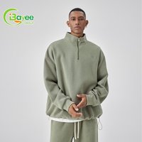 Custom Logo Drop Shoulder Unisex French Terry Heavyweight Hoodie Quarter Zip Cotton Oversized Men Sweatshirt