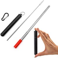 Portable Reusable Telescopic Drinking Straw Metal Case