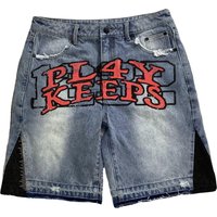 DENIMGUYS Custom Screen Printed Jeans Shorts Men 2025 Summer Streetwear Y2K Distressed Denim Shorts Pants