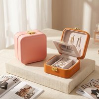 New Arrival PU Leather Square Jewelry Storage Box with Mirror and Lock for Necklace and Earring Display
