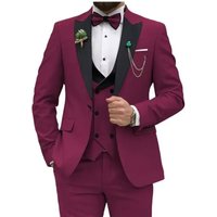 Three Piece Set Men's Suit Pants+Vest+Blazer Plus Size Wedding Suit for Groom Men Business Suit