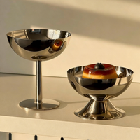 Luxury Modern Customized Logo Party Snack Bowls Stainless Steel Silver Salad Bowl Goblet Short Feet Bar KTV Ice Cream Cup