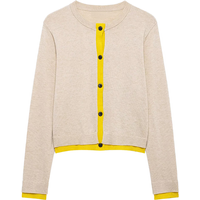 2025 New Round Neck Color Knitted Vintage Cardigan Women'S Spring Sweater Long Sleeve Short Retro Top for Women