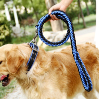 Handmade Solid Pattern Dog Collar and Leash Set Strong Nylon Braided Heavy Duty Slip Paracord Rope Padded Feature