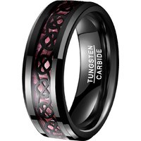 New 8MM Luxury Heart Tungsten Steel Ring Black Surface Inlaid pink Carbon Fiber Tungsten Steel Ring Finger Rings 220