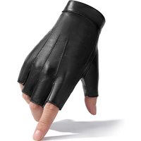 Custom Logo Outdoor Sheepskin Leather Motorcycle Driving Riding Half Finger Protective Gloves for Men