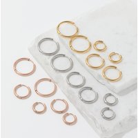 Trendy Earring 18K Gold Plated Simple Smooth Surface Dainty Stainless Steel Huggie Earrings for Women Wholesale