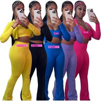 Women Tracksuits Slim 3 Piece Sets Tank Crop Tops + Zipper Long Sleeve Jackets + High Waist Flare Pants Suits Women'S Sets