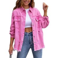New Fashionable Ripped Denim Jacket Women's Denim Jacket Temperament Casual Trendy Outwear Jacket