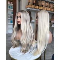 Virgin European Human Hair Cuticle Aligned Body Wave Swiss Lace Front Wig Highlights Blonde Color Glueless HD Lace Front Wig