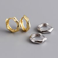 Fashion Jewelry 925 Silver Earrings Jewelry 18K Gold Plated Twist Sterling Silver Hoop Earrings for Women