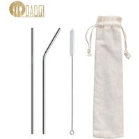 wholesale eco friendly straw reusable metal drinking straw set food grade stainless steel straws with customized logo