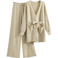 Boutique Wholesale 2026 Autumn Knitted Cardigan Jacket Loose and Fashionable Wide Leg Pants Women's Set