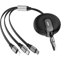 Joyroom retractable metal flexible usb cable fast universal mobile charger data charging usb cable 3 in 1