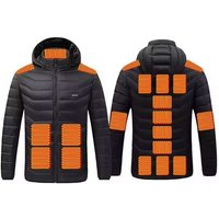 HOT Sale Casual Stand Collar 21 Zones Heated 100% Polyester Solid Jacket Hoodie Winter Outdoor Warm Mens Windproof Plus Size