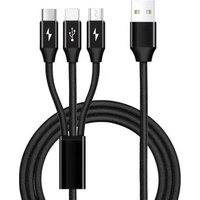 Hot selling factory 3 in 1 multi-function cable for iphone Nylon cloth braided 5V 2.4A usb charger cable for ipad