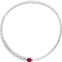Lanphear High Quality Fine Jewelry 925 Sterling Silver Pear Cut Lab Grown Ruby Necklace Classic Style Best Gift for Your Partner