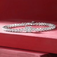 Vintage Round Brilliant Cut Moissanite Tennis Bracelet for Women 925 Silver Wedding & Party Jewelry Elegant Bangles