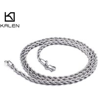 KALEN 3mm Classic 316L Stainless Steel Twisted Rope Chain Necklaces