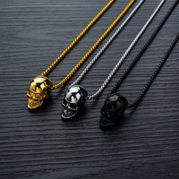Fashion Golden Silver Black Skull Pendant Necklace Classic Delicate Stainless Steel Necklace Simplicity Skull Necklace for Women