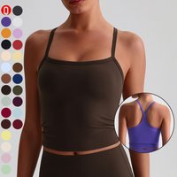 Custom Logo Soft Pilate Clothing Woman Padded Slim Fit Sports Fitness Tank Tops Racerback Longline Yoga Bra for Women