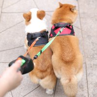 Automatic Retractable Traction Rope Double Head Dog Leash with Nylon+ABS Material for 2 Small Dogs