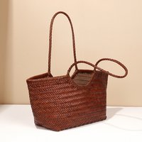 Custom Logo Cowhide Real Genuine Leather Ladies Purses Handbags Woven Basket Bag Luxury Women's Shoulder Hand Tote Bag Women