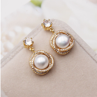 2024 Vintage S925 Silver Needle Earrings Natural Freshwater Pearl Zircon Bird's Nest Circle Design Tassel Shape Pattern Gift for